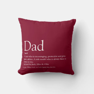 World's Best Dad Daddy Father Definition Burgundy Throw Pillow