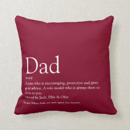 World&#39;s Best Dad Daddy Father Definition Burgundy Throw Pillow