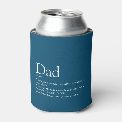 Worlds Best Dad Daddy Father Definition Fun Blue Can Cooler
