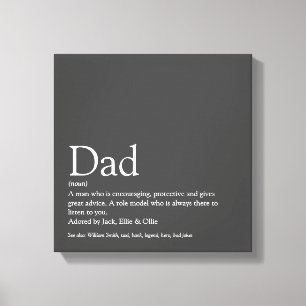 World's Best Dad Daddy Father Definition Fun Gray Canvas Print