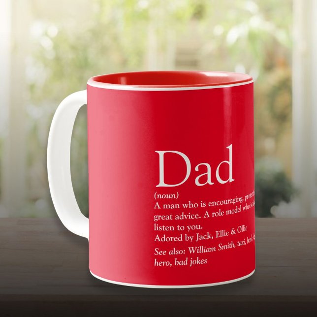 World's Best Dad Daddy Father Definition Fun Red Two-Tone Coffee Mug (World's Best Dad Daddy Father Definition Fun Red Two-Tone Coffee Mug)