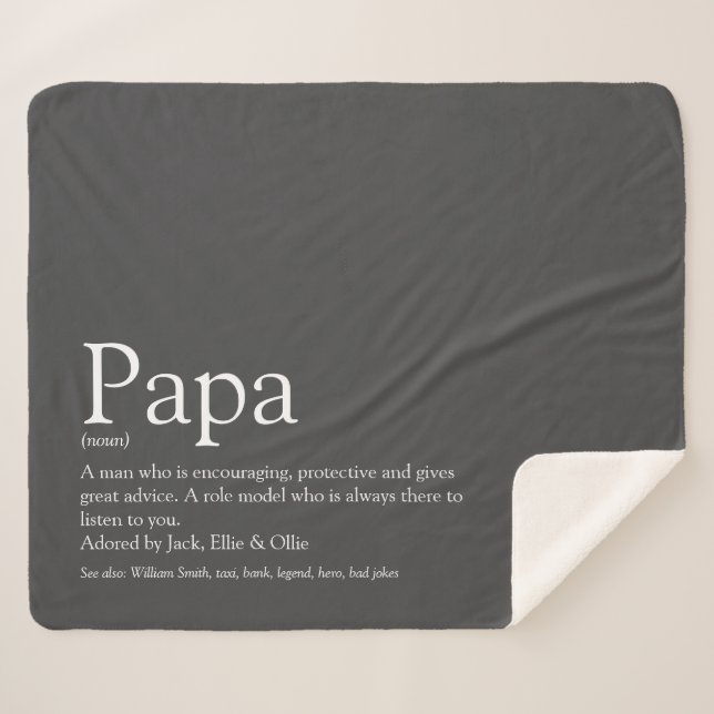 World's Best Dad, Daddy, Father Definition Gray Sherpa Blanket (Front (Horizontal))