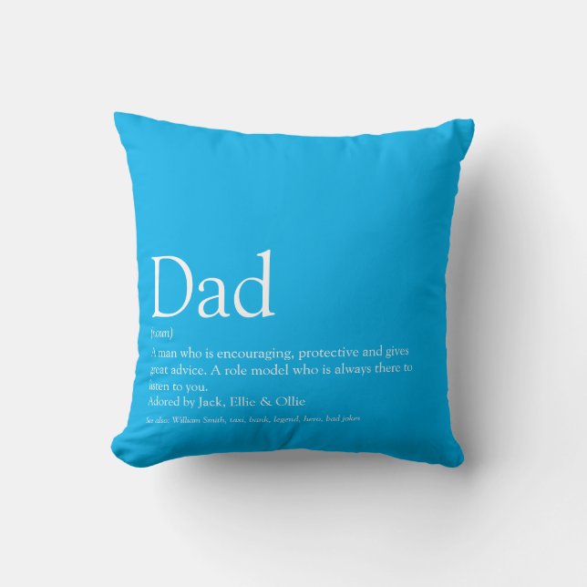 World's Best Dad Daddy Father Definition Sky Blue Throw Pillow (Front)