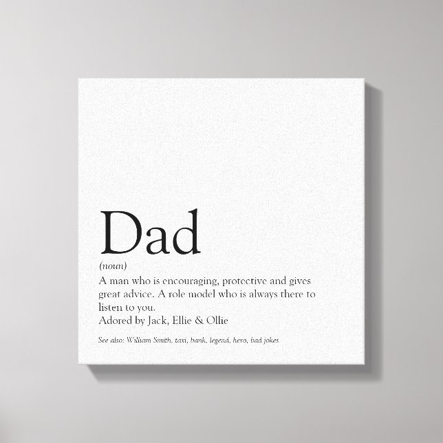 World's Best Dad Daddy Father Papa Definition Fun Canvas Print (Front)
