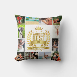 World&#39;s Best Dad Daddy Father Photo Collage Throw Pillow