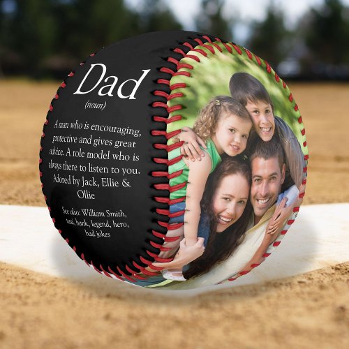 Worlds Best Dad Definition 2 Photo Fun Black Baseball