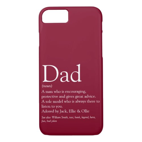 Worlds Best Dad Definition Fun Modern Burgundy iPhone 87 Case