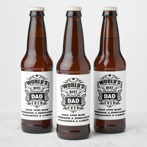 Worlds best dad ever beer label typography 