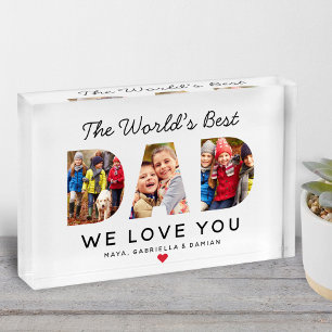 Worlds Best Dad Family Photo Collage Block