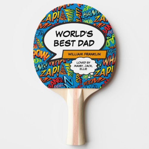 Worlds Best Dad Father Funny Cool Comic Book Ping Pong Paddle