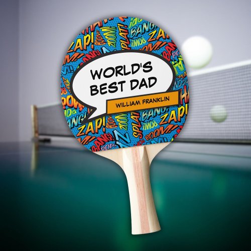 Worlds Best Dad Father Funny Modern Cool Ping Pong Paddle