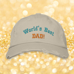 Worlds Best Dad Fathers Day Birthday Gift Cool Embroidered Baseball Cap