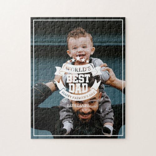 Worlds Best Dad Fathers Day Custom Photo Jigsaw Puzzle