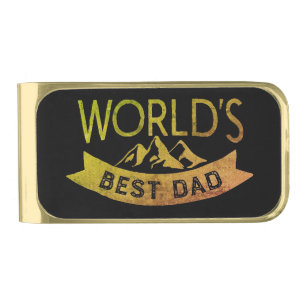 World's Best Dad Father's Day Modern  Gold Finish Money Clip