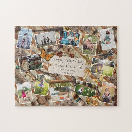 Worlds Best Dad Fathers Day Photo Collage Jigsaw Puzzle