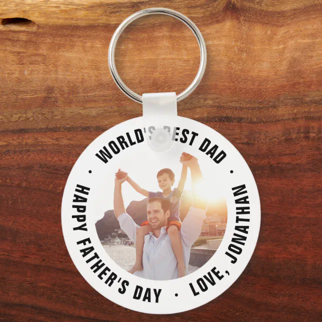 World's Best Dad Father's Day Photo Gift Keychain | Zazzle