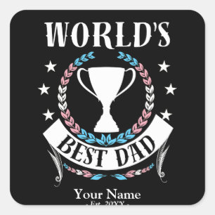Worlds Best Dad Father's Day Trans Flag Colors Square Sticker