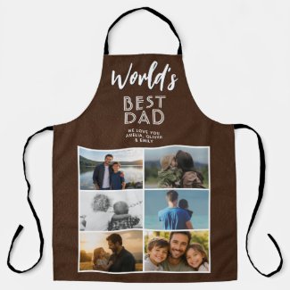 World's Best Dad Faux Leather 6 Photo Collage