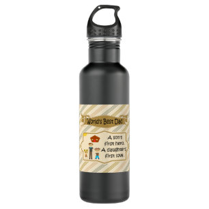 Worlds Best Dad First Hero First Love Stainless Steel Water Bottle