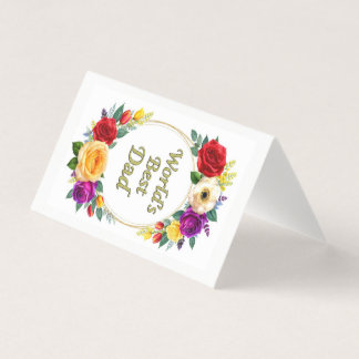 World's Best Dad Floral Folded Greeting Card - Fat