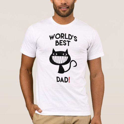 Worlds best dad Fun cat cartoon T_Shirt