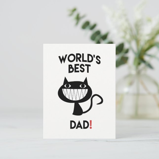 World's best dad! Funny cartoon cat  Postcard (Standing Front)