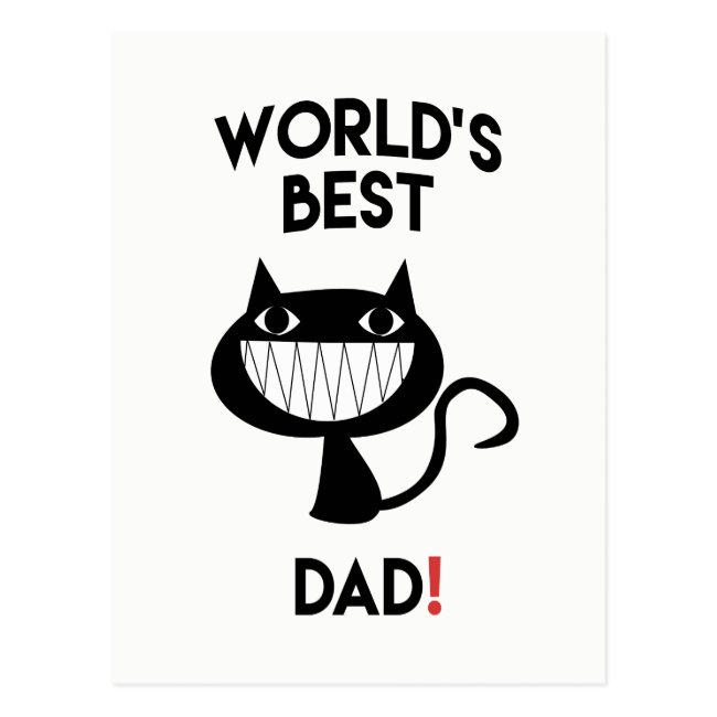 World's best dad! Funny cartoon cat Postcard