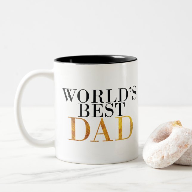 World's Best Dad (Gold) design for Two-Tone Coffee Mug (With Donut)