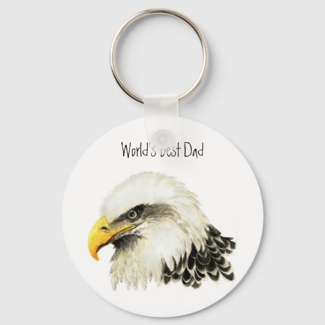 World's Best Dad, I love Bald Eagle, Bird Keychain (Front)