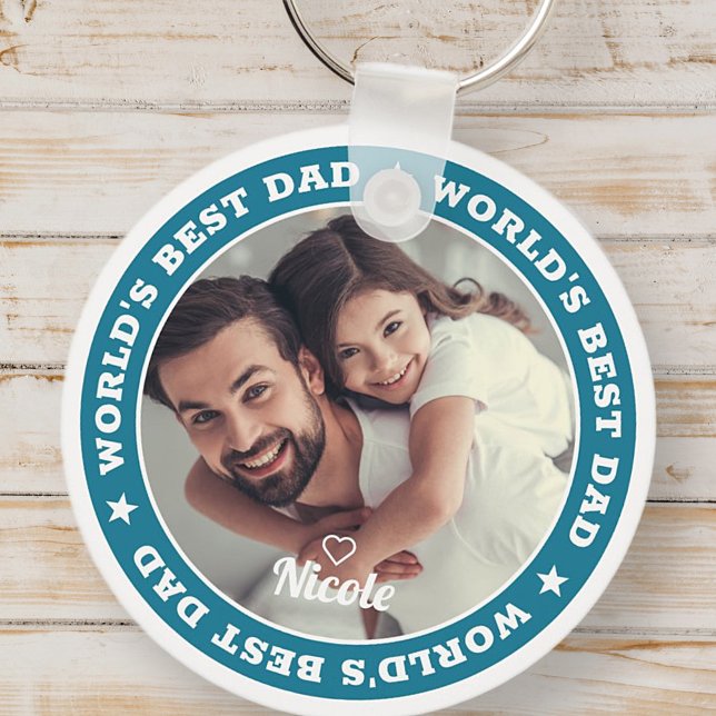 World's Best Dad Modern Custom Photo Keychain (Creator Uploaded)