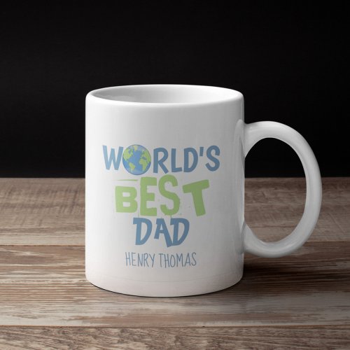 Worlds Best Dad Modern Trendy Typography  Coffee Mug