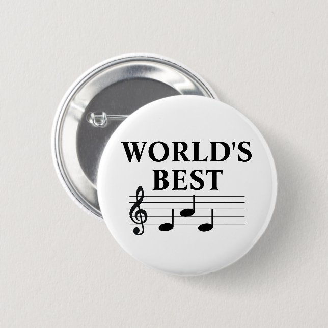World's Best Dad Musician Music Note Treble Clef   Button (Front & Back)