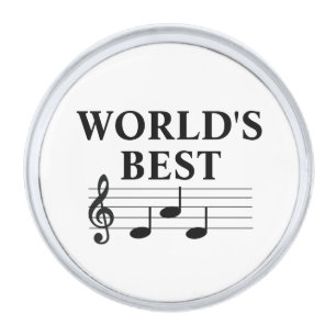 World's Best Dad Musician Music Note Treble Clef Silver Finish Lapel Pin