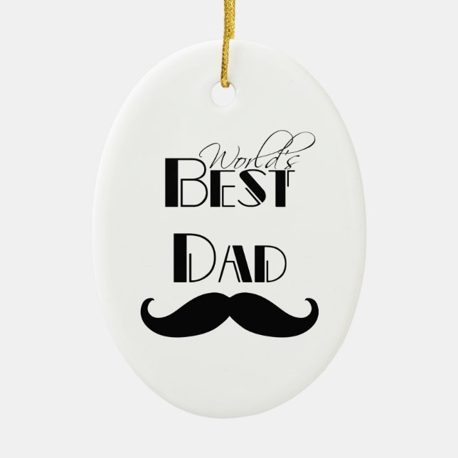 World's Best Dad Mustache Ceramic Ornament (Front)