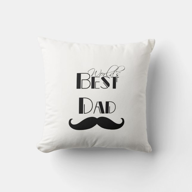 World's Best Dad Mustache Throw Pillow (Front)