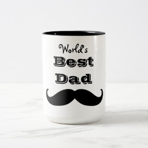 World's Best Dad Mustache Two-Tone Coffee Mug