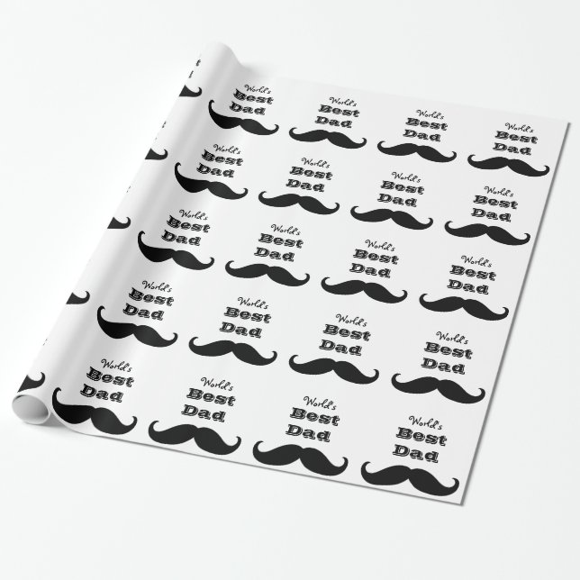 World's Best Dad Mustache Wrapping Paper (Unrolled)