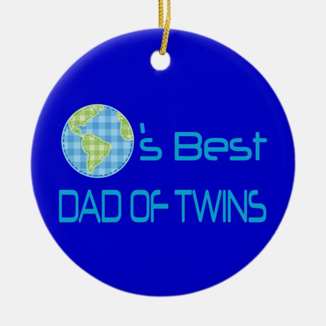 Worlds Best Dad of Twins Ceramic Ornament (Front)