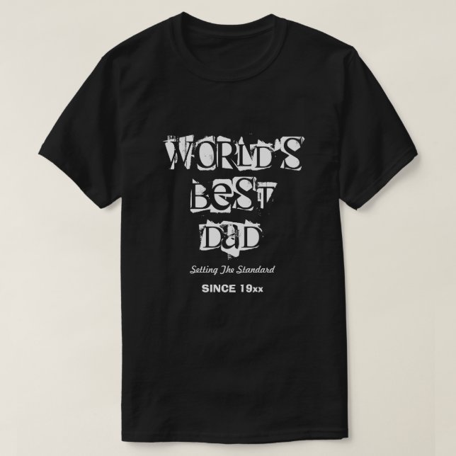 World's Best Dad Personalized Black T-Shirt (Design Front)