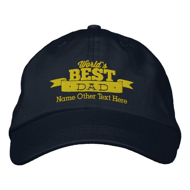 Worlds best dad personalized embroidered baseball cap (Front)