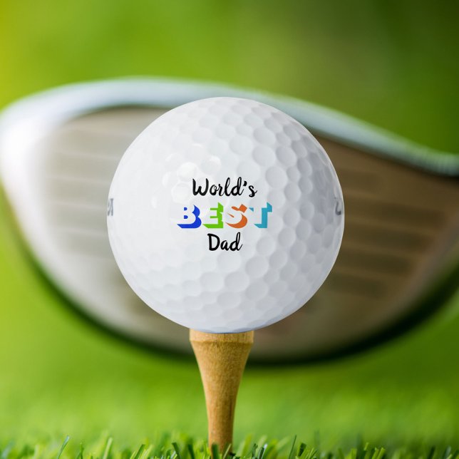 World's Best Dad Personalized Retro Typography Golf Balls (Creator Uploaded)