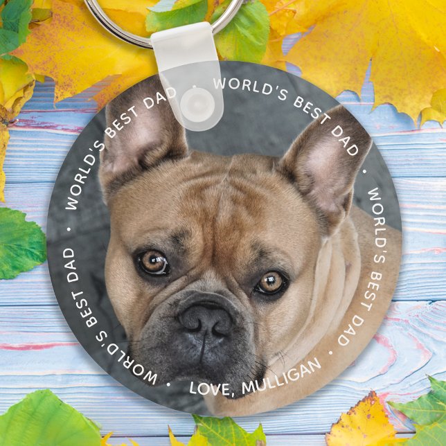 World's Best Dad - Pet Photo Dog Dad - I Love You Keychain (Creator Uploaded)