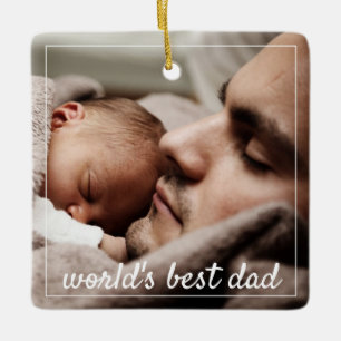 World's Best Dad Photo Ceramic Ornament