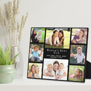 World's Best Dad Photo Collage Black Plaque