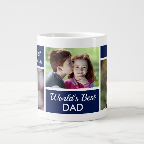 Worlds Best Dad Photo Collage Giant Coffee Mug