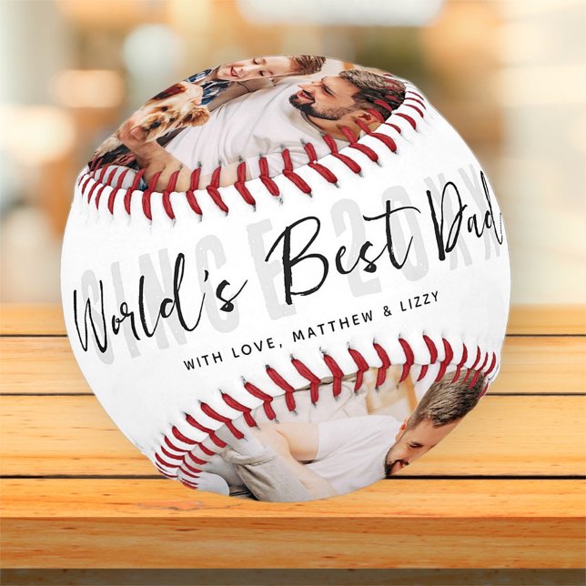 World's Best Dad Photo Modern Father's Day Baseball (Creator Uploaded)