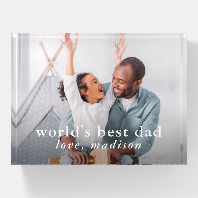 World's Best Dad Photo Paperweight (Front)