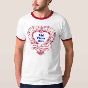World's Best Dad! Photo Red Hearts T-Shirt