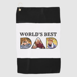 World's Best Dad Quote 3 Photo Collage Golf Towel