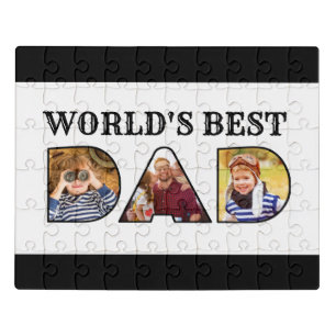 World's Best Dad Quote 3 Photo Collage Jigsaw Puzzle